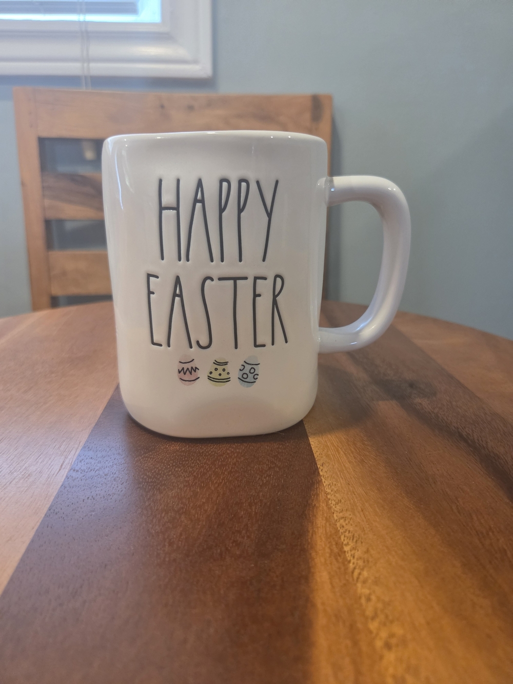 Rae Dunn "Happy Easter" Mug with Pastel Eggs